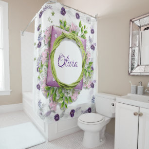 Shower Curtain Floral Purple