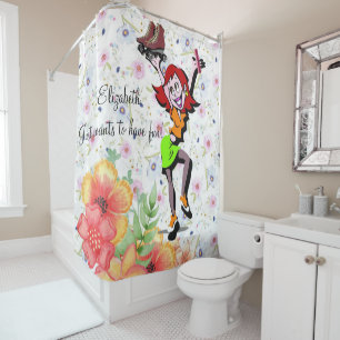 Shower Curtain Floral Skating Have fun