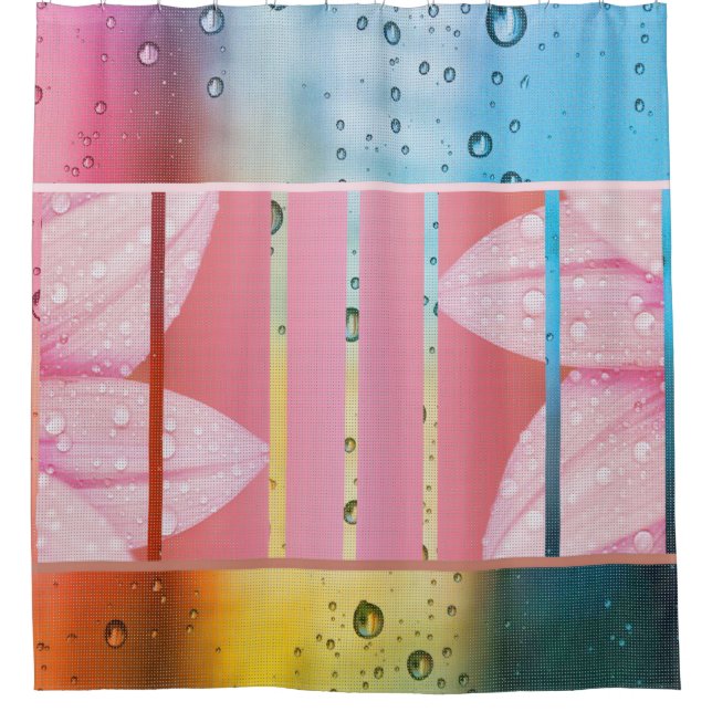 Shower Curtain/Flower Pedals and Rain Drops (Front)