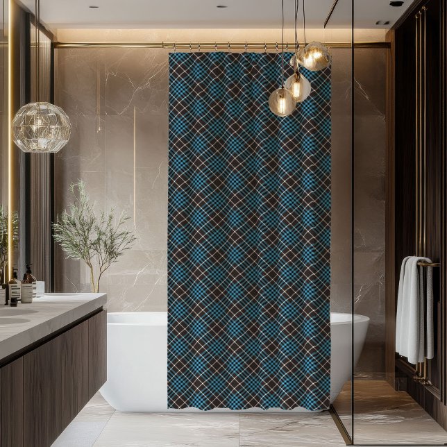 Shower Curtain for Men Bold Blue Plaid Style (Shower Curtain for Men Bold Blue Plaid Style)
