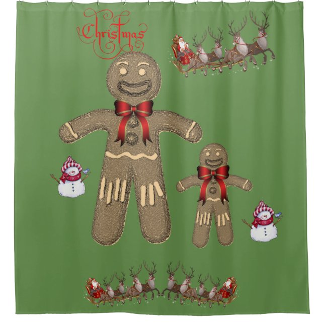 Shower Curtain Gingerbread Man (Front)