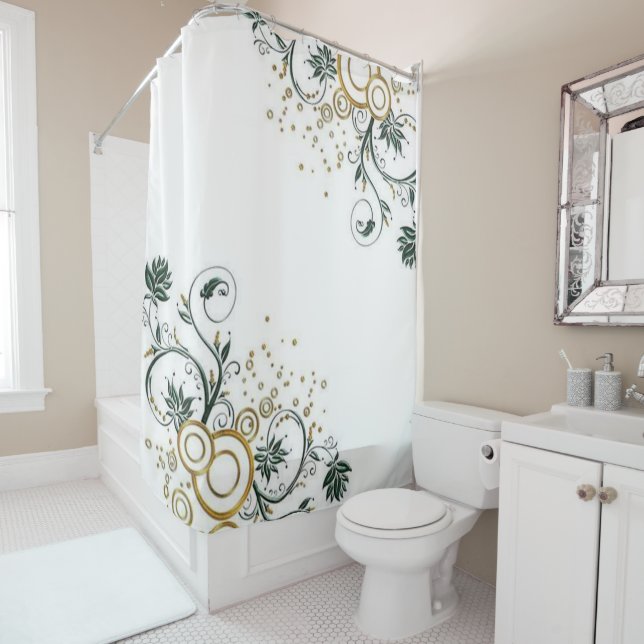 Shower Curtain Gold Floral  (In Situ)