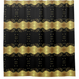 Shower Curtain--Gold Swirls & Black