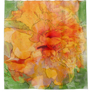 Shower Curtain Golden Marigold Watercolor