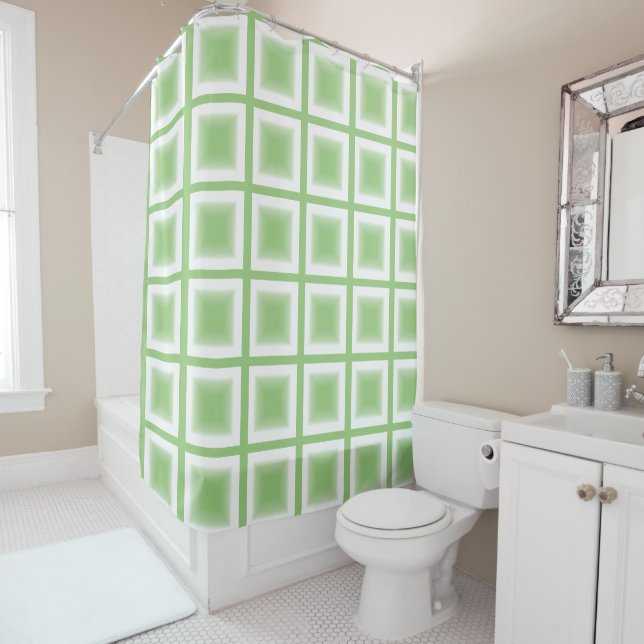 Shower Curtain - Green Blocks (In Situ)