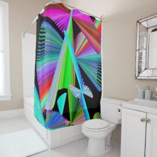 Shower Curtain Green Pink Kaleidoscope Mandala