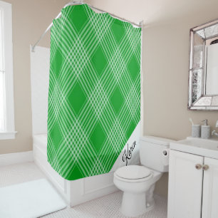 Shower Curtain Green Plaid