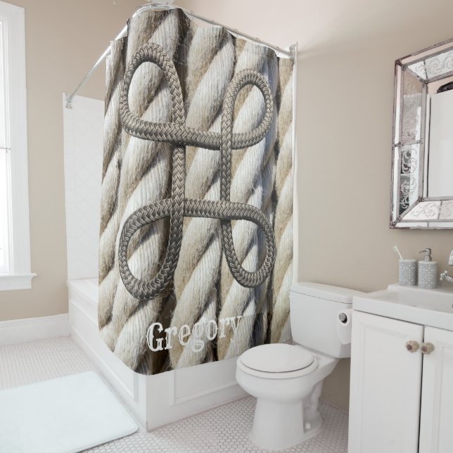 Shower Curtain Grey Rope (In Situ)