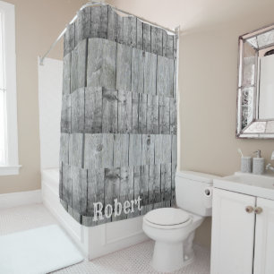 Shower Curtain Grey Wood
