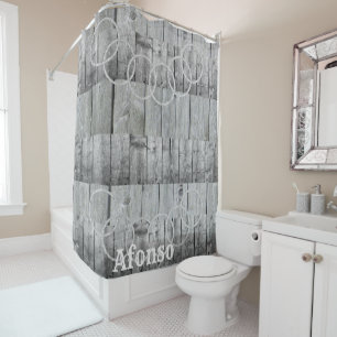 Shower Curtain Grey Wood