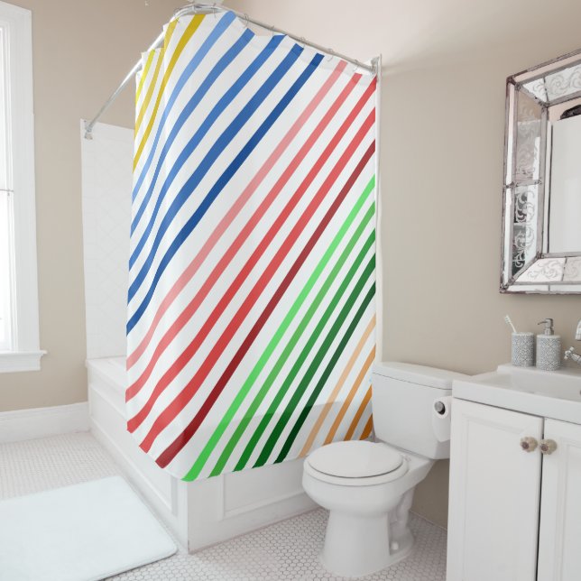 Shower Curtain - Groups of Coloured Lines (In Situ)