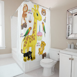 Shower Curtain Happy Birthday Giraffe
