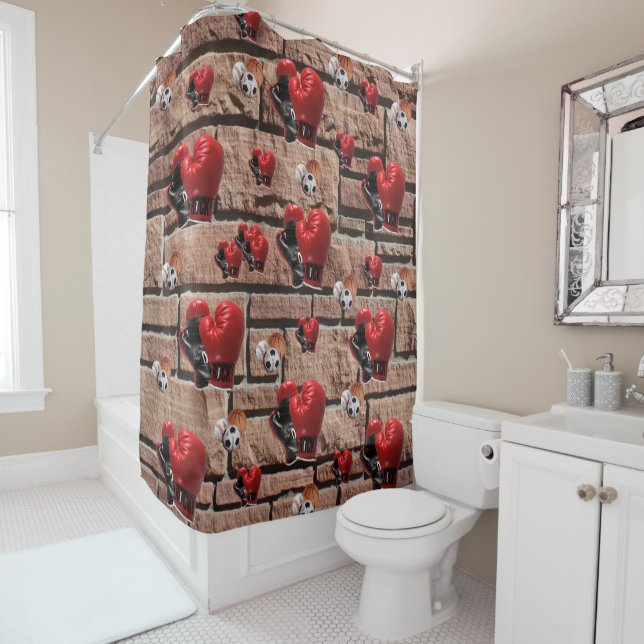 Shower Curtain Happy Boxing Gloves (In Situ)