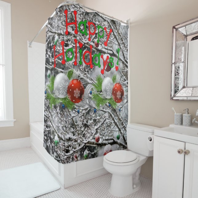 Shower Curtain Happy Hoidays (In Situ)