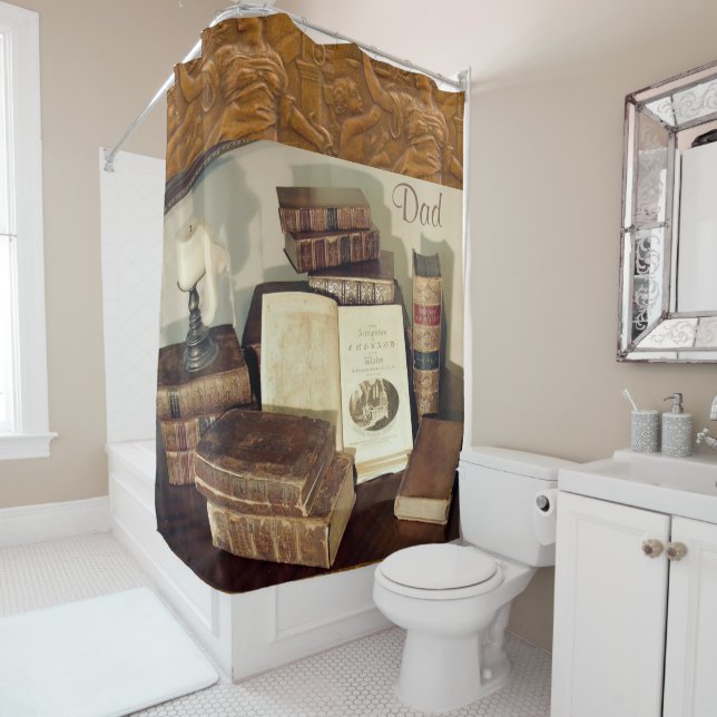 Shower Curtain History Books (In Situ)