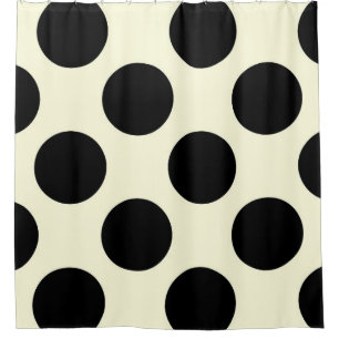 Shower Curtain large Circles Dots Black Cream