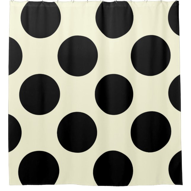 Shower Curtain large Circles Dots Black Cream (Front)