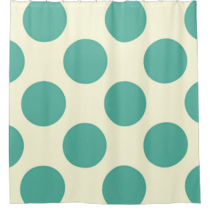 Shower Curtain large Circles Dots Blue Off-white