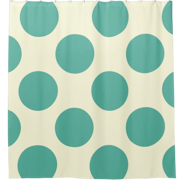 Shower Curtain large Circles Dots Blue Off-white (Front)