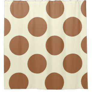 Shower Curtain large Circles Dots Brown Cream