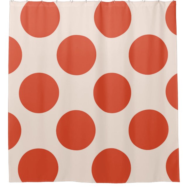 Shower Curtain large Circles Dots Pink Red (Front)