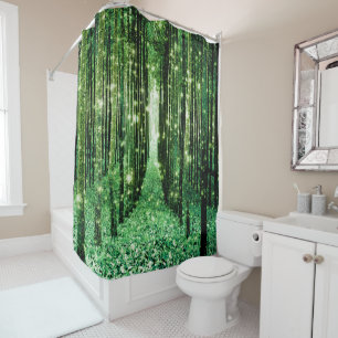 Shower Curtain Magical Forest Green Mystery