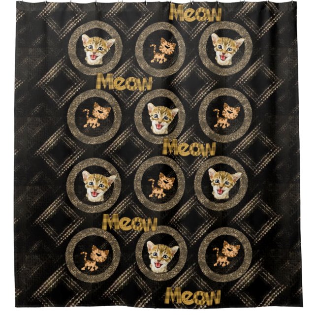 Shower Curtain, Meow Kitten Cat (Front)