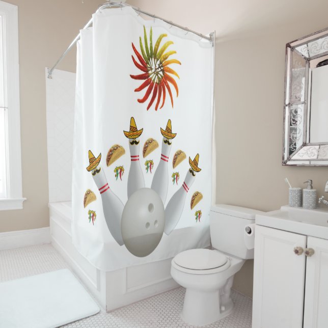 Shower Curtain Mexican Peppers Bowling Bowl (In Situ)