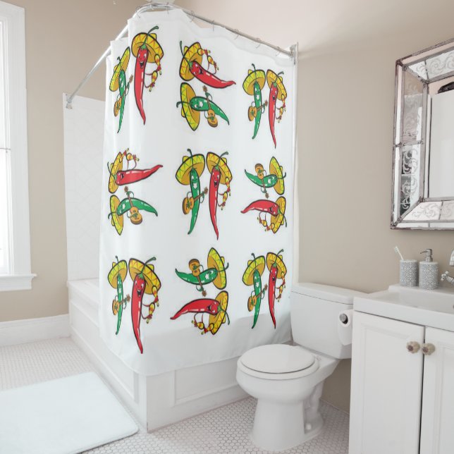 Shower Curtain Mexican Red Peppers (In Situ)