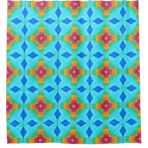 Shower Curtain, multi colour geometric pattern