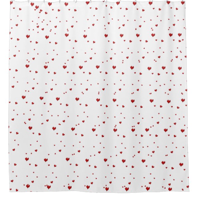 Shower Curtain, None-Little red hearts-Home Decor (Front)
