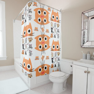 Shower Curtain Orange Cats