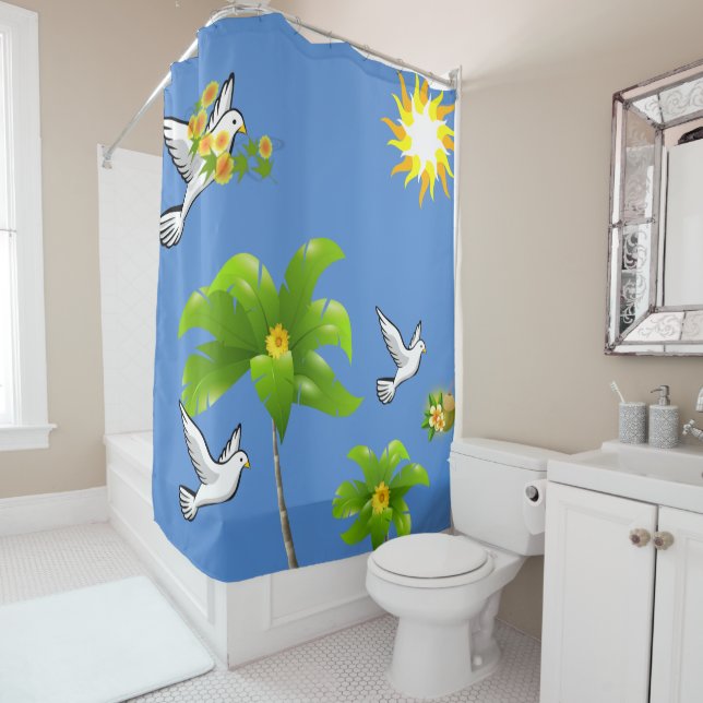 Shower Curtain Palm Tree (In Situ)