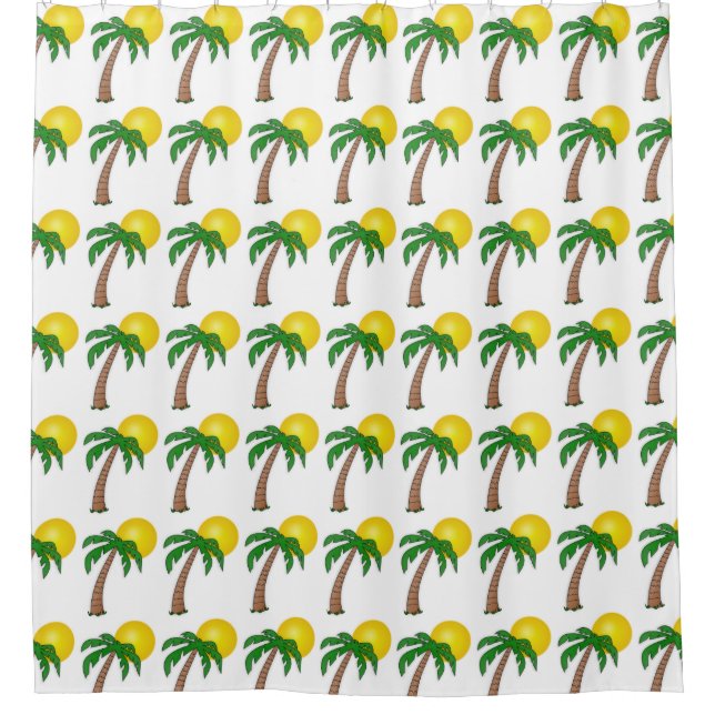 Shower Curtain/Palm Trees and Sun (Front)