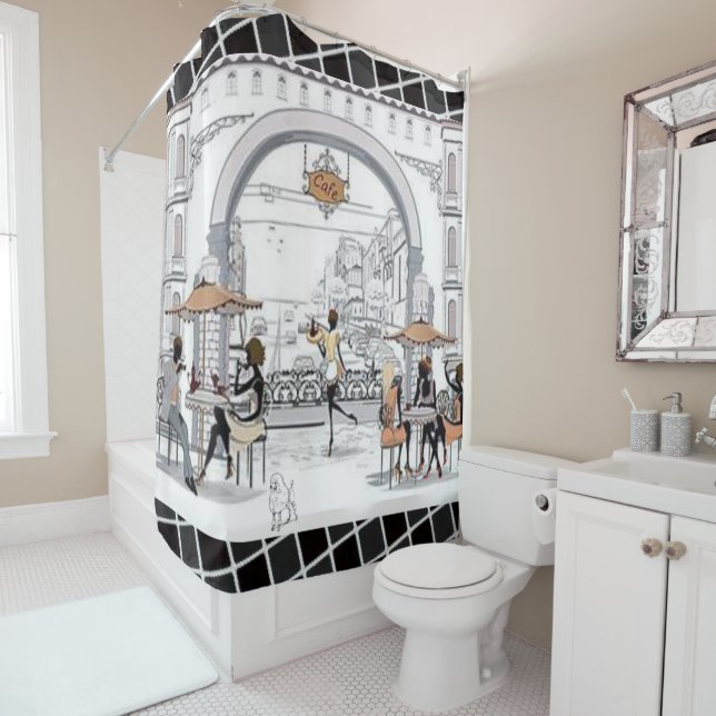 Shower Curtain Paris France Coffee (In Situ)