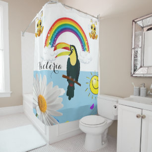 Shower Curtain Parrot Rainbow Sun Bumblebee