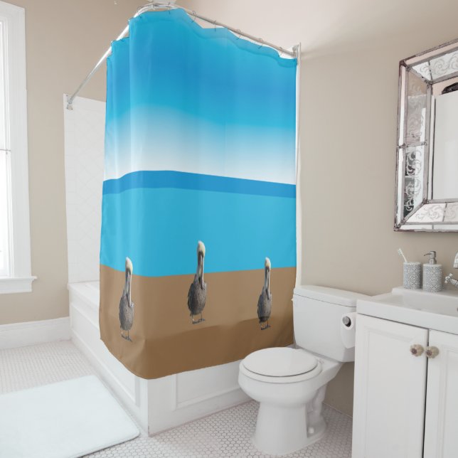 Shower Curtain - Pelicans on the Beach (In Situ)