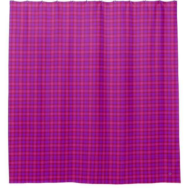 Shower Curtain  Pink and Purple Plaid HAMbyWG (Front)