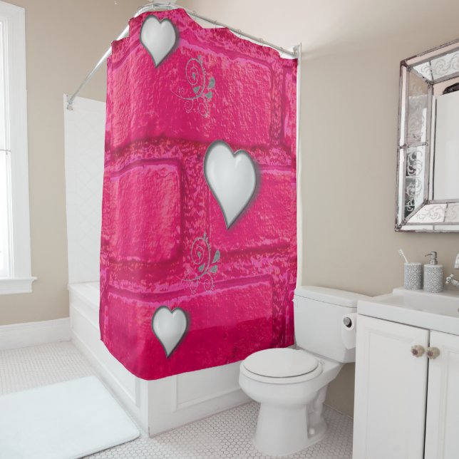 Shower Curtain, Pink Brick, (In Situ)