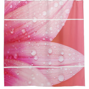 Shower Curtain/Pink Flower Pedals with Dew Drops