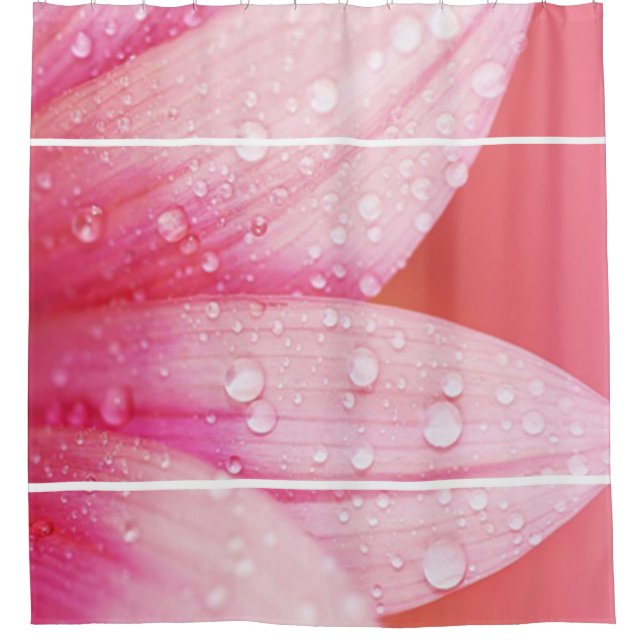 Shower Curtain/Pink Flower Pedals with Dew Drops (Front)