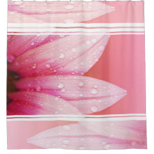 Shower Curtain/Pink Flower with Dew Drops