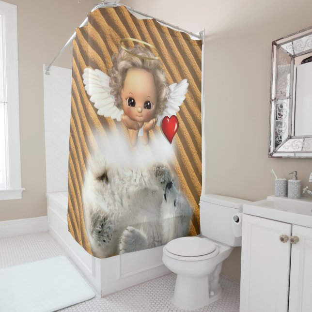 Shower Curtain Polar Bear Angel (In Situ)