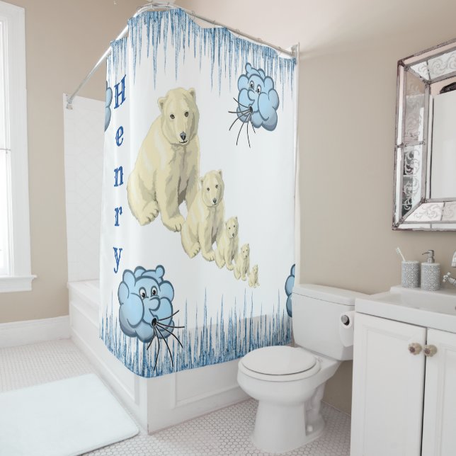 Shower Curtain Polar Bear Ice Burg Clouds (In Situ)