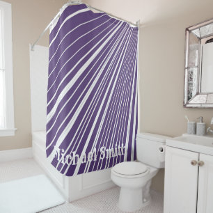 Shower Curtain Purple and White Stripe