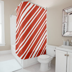 Shower Curtain/Red and White Stripes