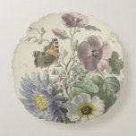 Shower Curtain Round Pillow<br><div class="desc">Bouquet of Flowers with a Painted Lady Butterfly,  Willem van Leen,  1763 - 1825
public domain ,  cut flower ,  nosegay,  bunch of flowers ,  flowers in a vase ,  paper  ,  ink ,   watercolor (paint) , 
chalk ,  vintage art print</div>