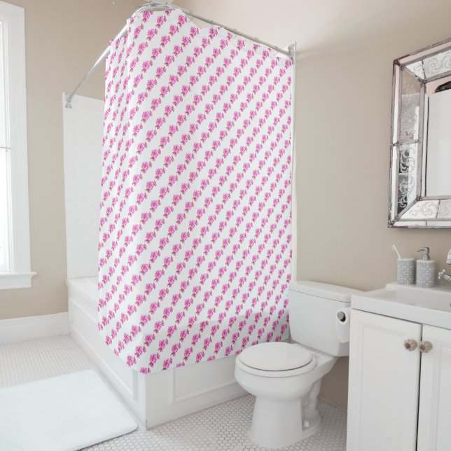 Shower Curtain - Rows of Geranium Blossoms (In Situ)