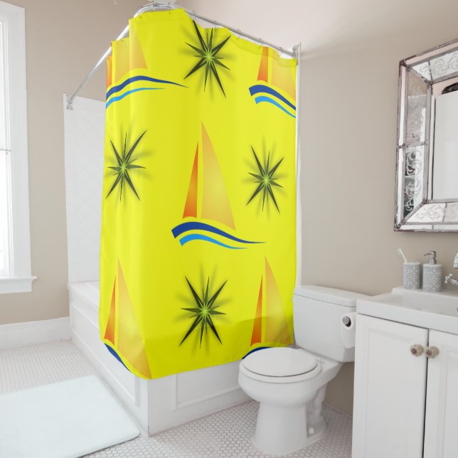Shower Curtain Sailboat (In Situ)