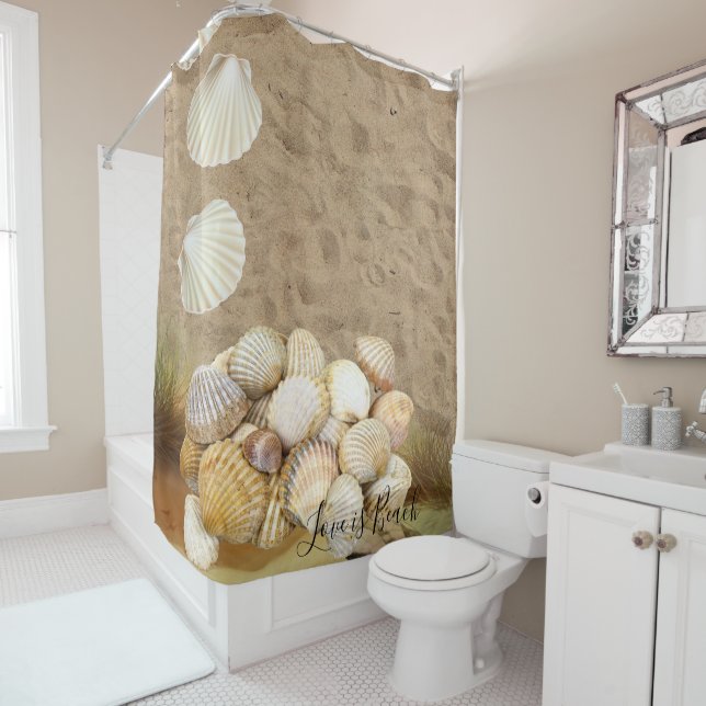 Shower Curtain Sand Clams Beach Stones (In Situ)